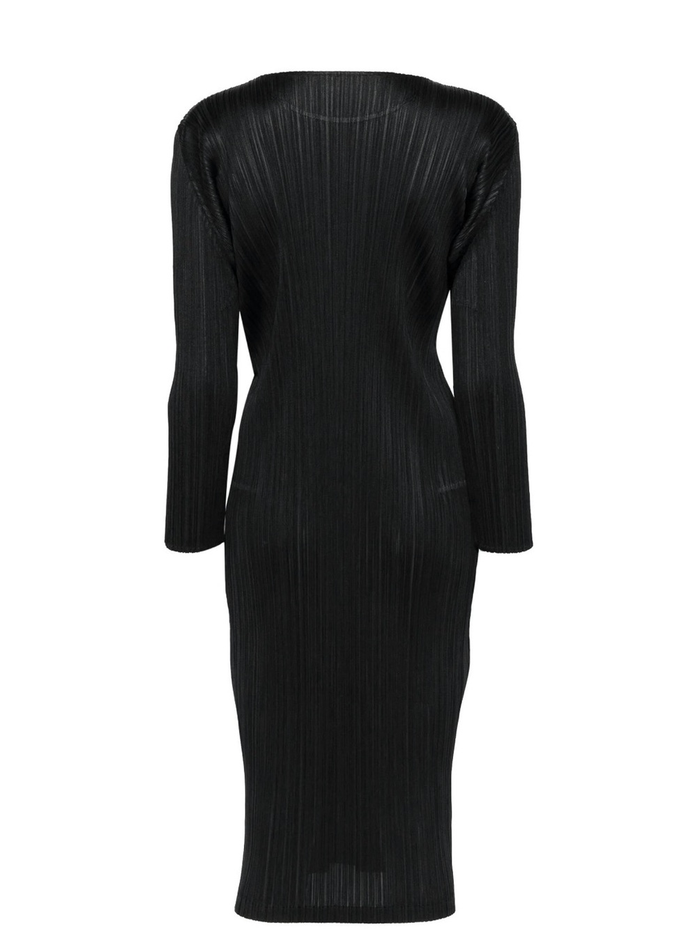 Issey Miyake Black Long-Sleeve Pleated Midi Dress - Picture 2 of 9